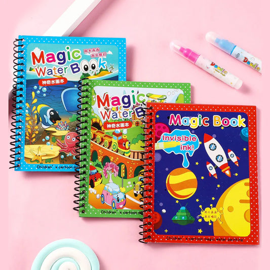 Reusable Water Magic Coloring Book Kids Learning Drawing Activity Kit