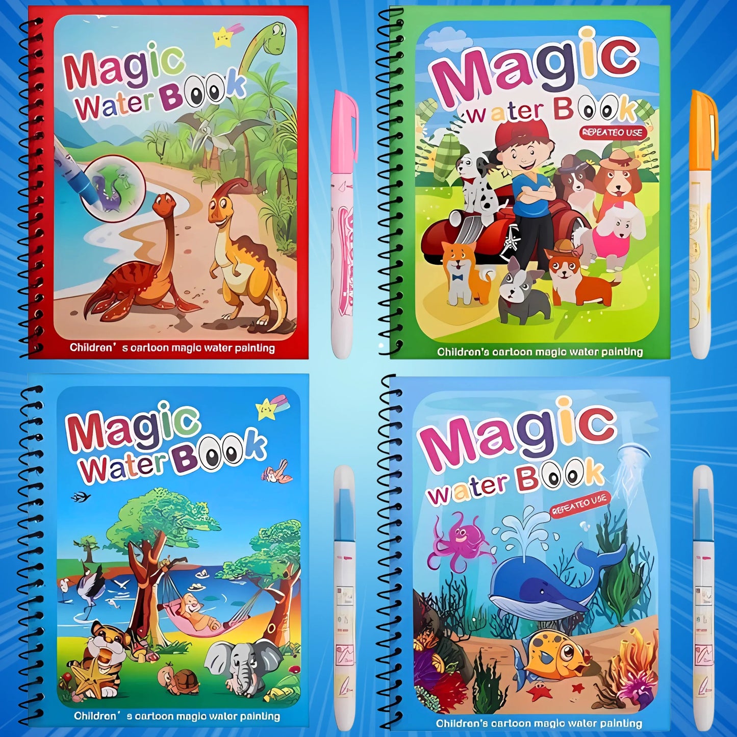 Reusable Water Magic Coloring Book Kids Learning Drawing Activity Kit