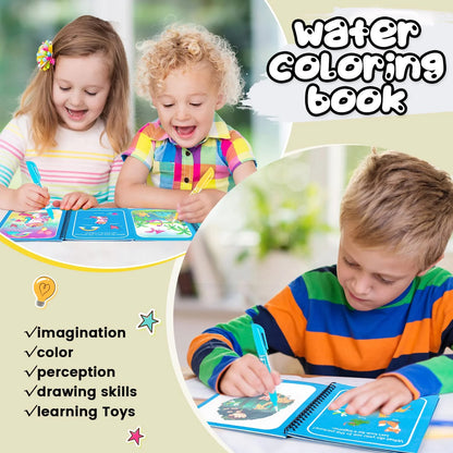 Reusable Water Magic Coloring Book Kids Learning Drawing Activity Kit