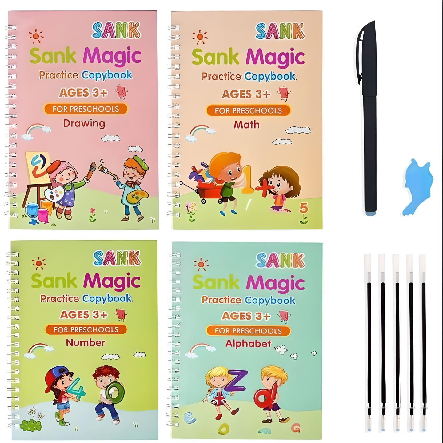 Sank Montessori Reusable Books With  4Magic Books 1Magic Pen 10Refills