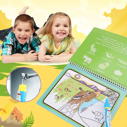 Reusable Water Magic Coloring Book Kids Learning Drawing Activity Kit