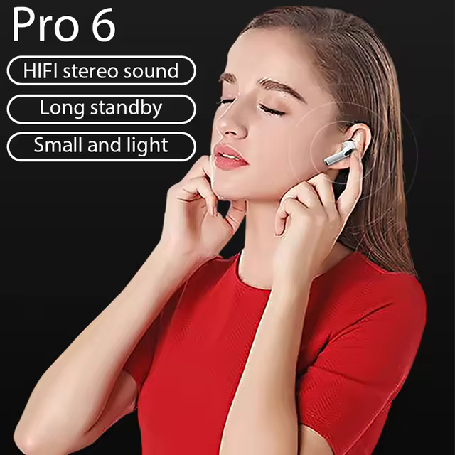 Wireless Air Pro 6 Earbuds with Hifi Stereo Touch Control Earbuds