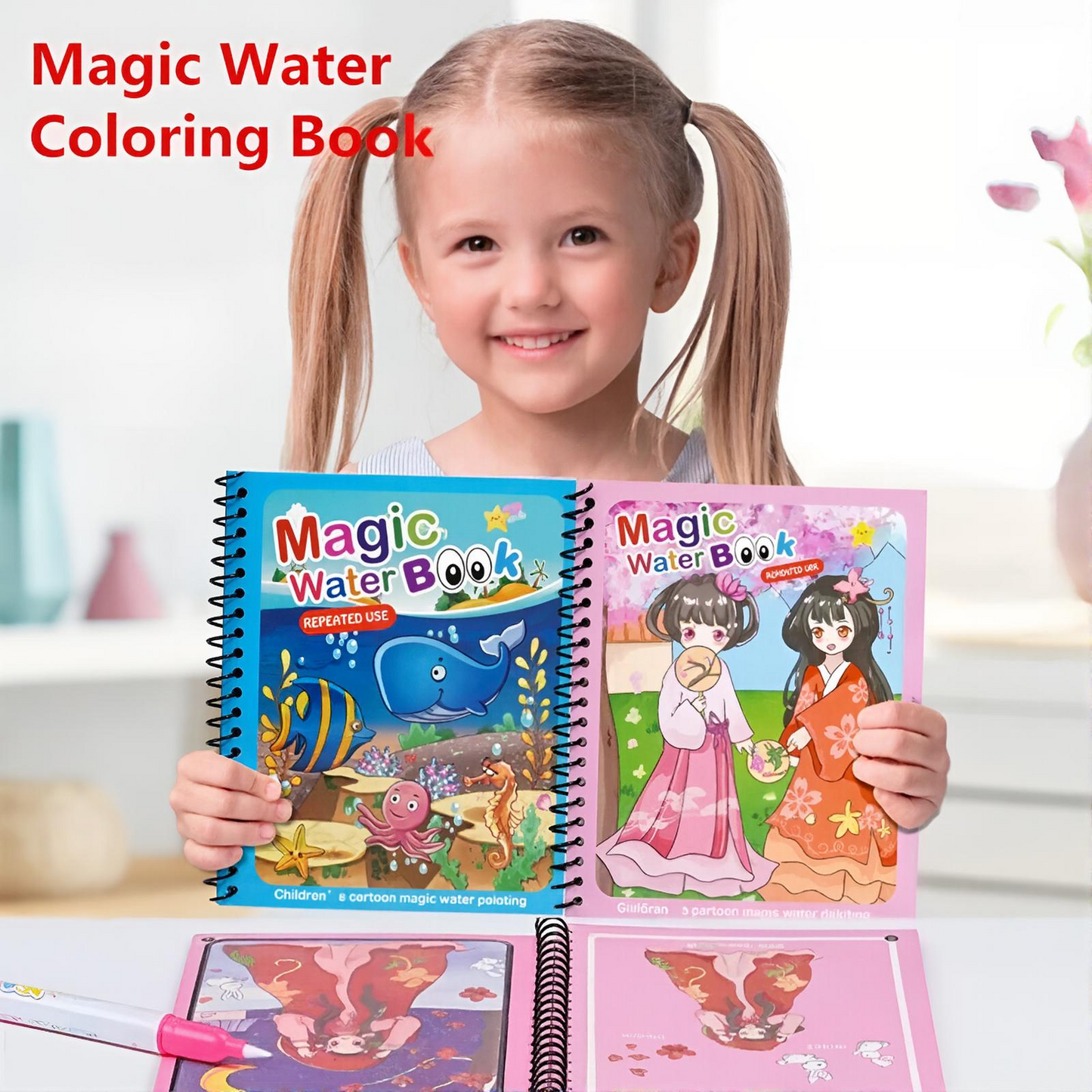 Reusable Water Magic Coloring Book Kids Learning Drawing Activity Kit