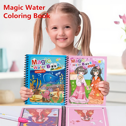 Reusable Water Magic Coloring Book Kids Learning Drawing Activity Kit