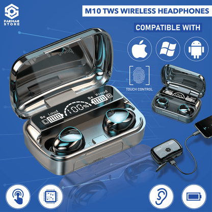 TWS M10 Earbuds Bluetooth 5.1 Earphones 2000mAh Charging Box
