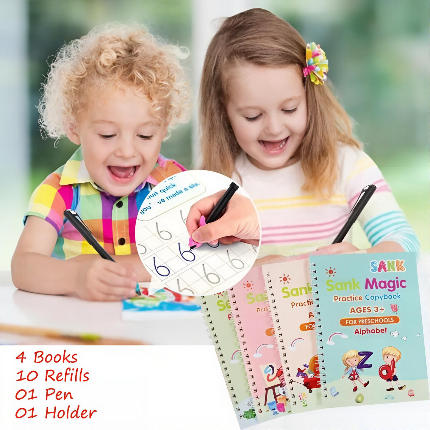 Sank Montessori Reusable Books With  4Magic Books 1Magic Pen 10Refills