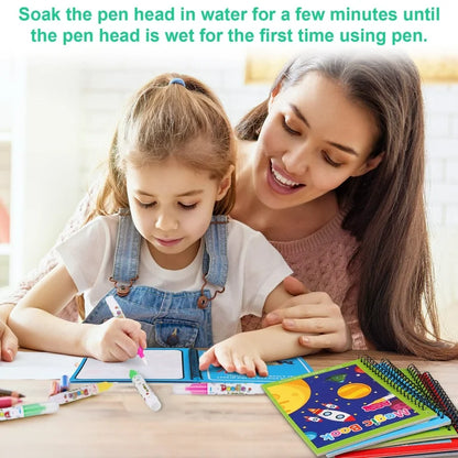 Reusable Water Magic Coloring Book Kids Learning Drawing Activity Kit