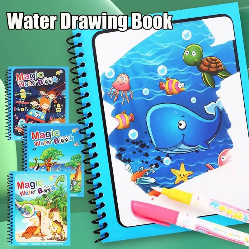 Reusable Water Magic Coloring Book Kids Learning Drawing Activity Kit