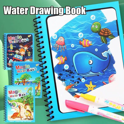 Reusable Water Magic Coloring Book Kids Learning Drawing Activity Kit