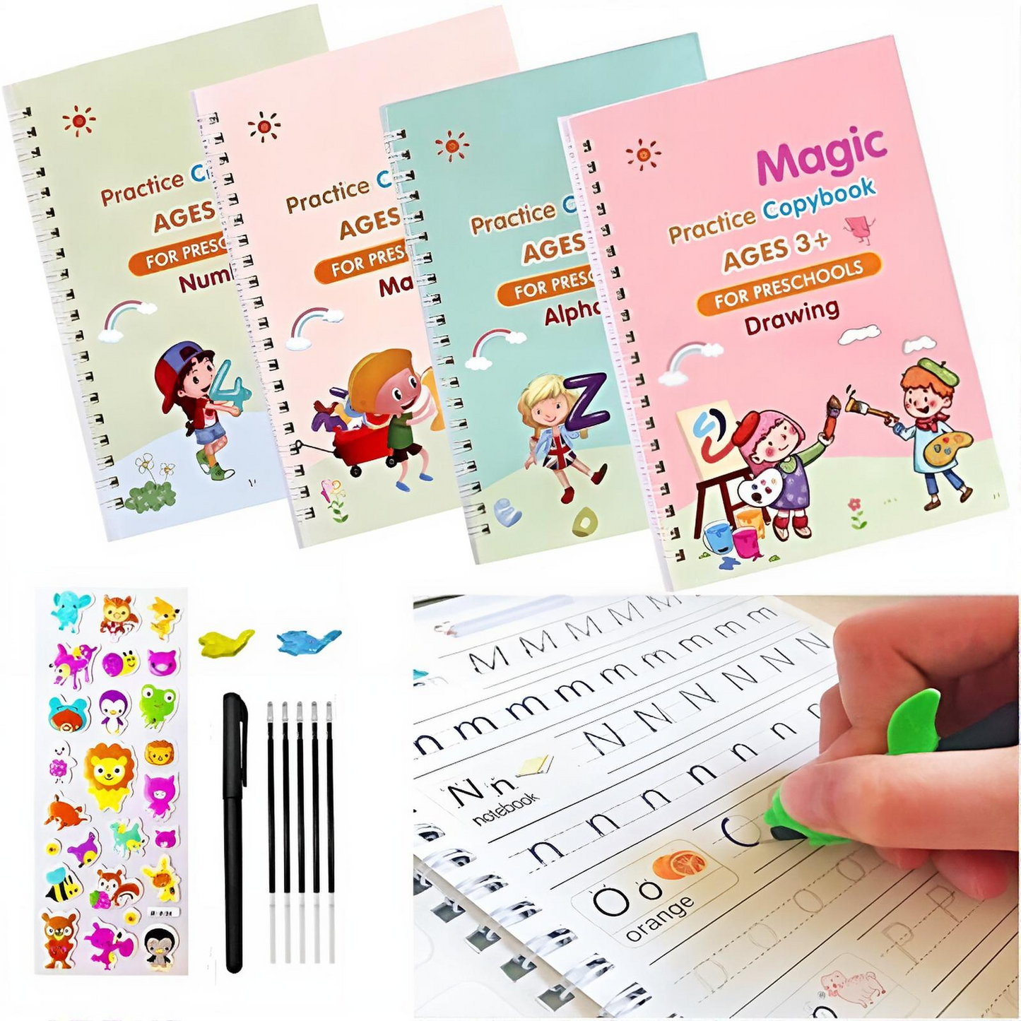 Sank Montessori Reusable Books With  4Magic Books 1Magic Pen 10Refills
